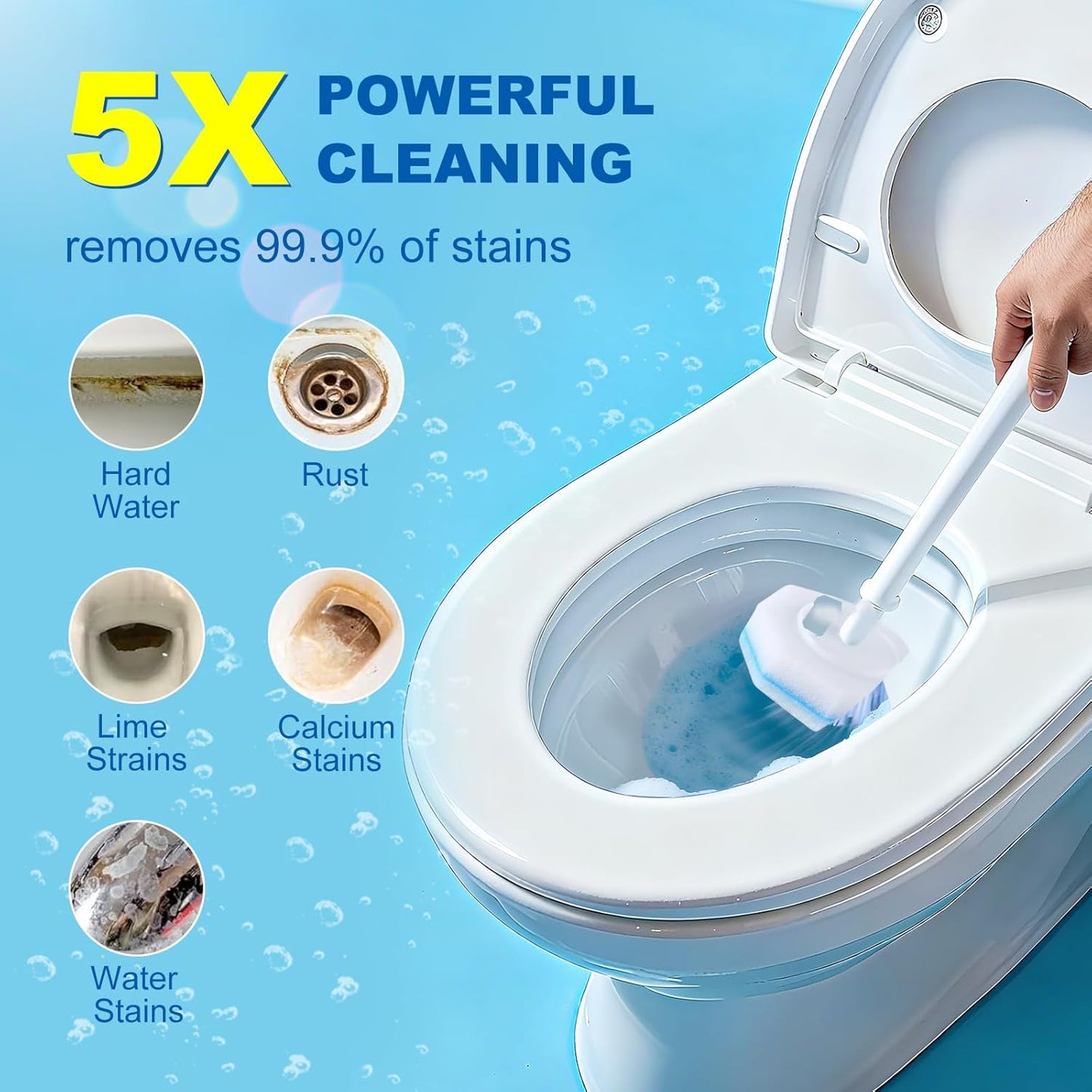 64Pcs Toilet Wand Refills for Clorox, Disposable Toilet Bowl Cleaners Scrubber, 5X Cleaning Power Upgrade Formula Disposable Toilet Bowl Wand Refills Compatible with Clorox and the Most Toilet Brushes