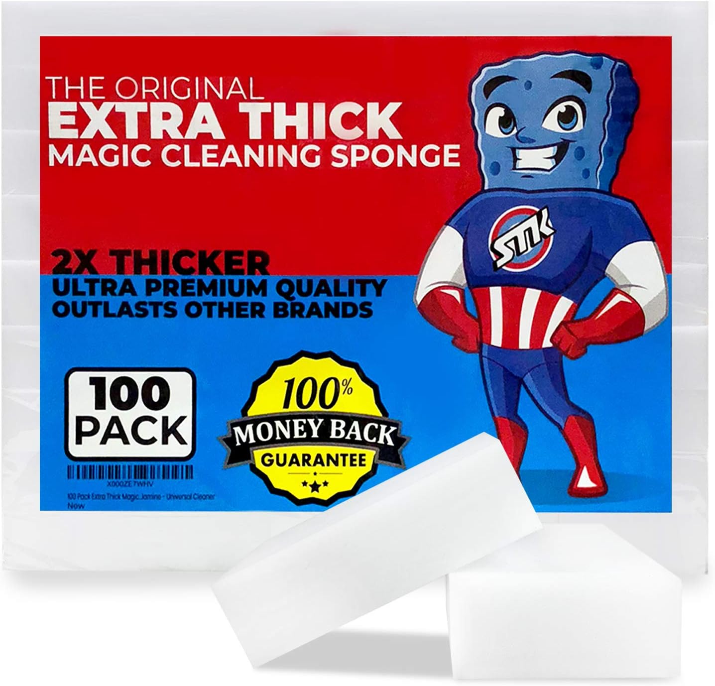 STK 20 Pack Extra Thick Magic Cleaning Pads - Eraser Sponge for All Surfaces - Kitchen-Bathroom-Furniture-Leather-Car-Steel - Just Add Water to Erase All Dirt - Melamine - Universal Cleaner