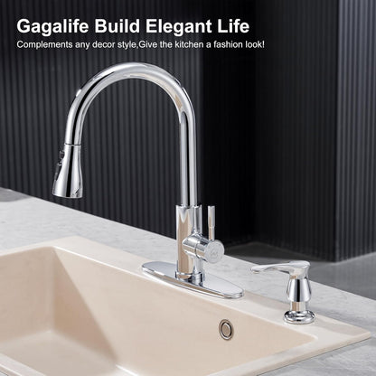 GAGALIFE Kitchen Sink Soap Dispenser Brushed Nickel, Under Sink Soap Dispenser with 40" Silicone Extension Tube Kit,Say Goodbye to Frequent Refills