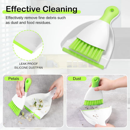 NACENA Mini Dustpan and Brush Set 2 Pack, Small Broom and Dustpan Set Dust Pan and Mini Hand Broom Dustpan and Broom Combo Compact for Home Table Keyboards Sofa Kitchen, Blue