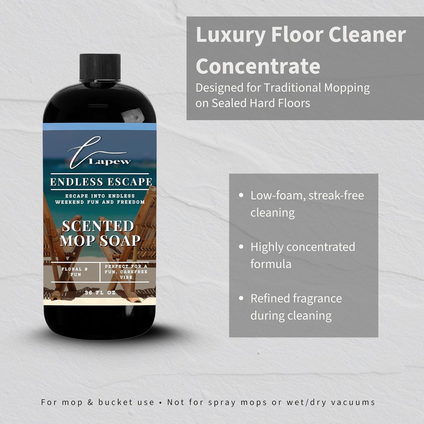 Lapew Santal Scented Mop Soap - Luxury Floor Cleaner Concentrate for Mopping Tile, Laminate, Vinyl & Hardwood | Streak-Free, Low-Foam | 36 oz - Colors B