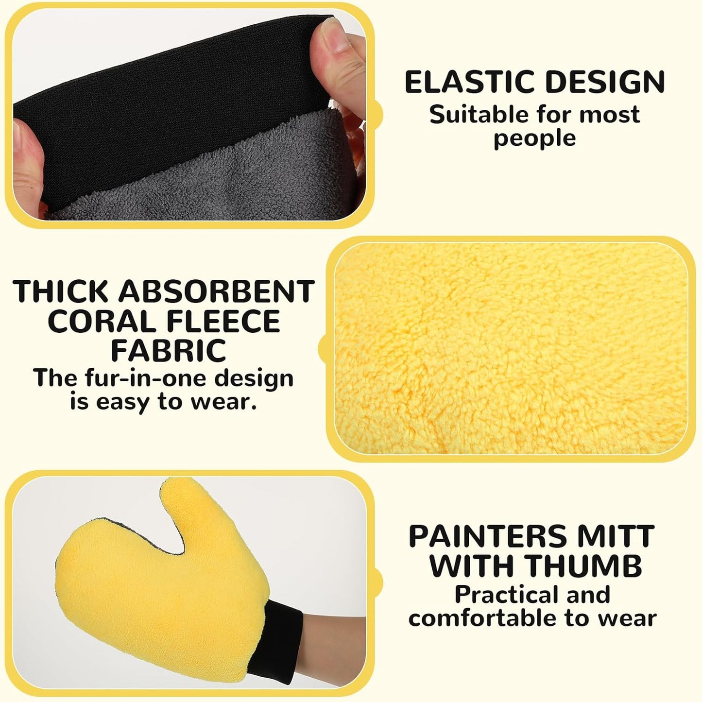 12 Pcs Paint Mitt Gloves Cleaning and Dusting Mitt with Thumb Painter and Decorating Gloves Reusable Coral Fleece Car Wash Mitt Deck Stain Applicator for Painter Decorators