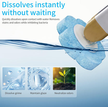 Disposable Toilet Brush with 48 Replacement Heads, Wall-Mounted Toilet Brush, Suitable for Cleaning Toilet Bowls, bathtubs, Bathroom Floors and Other Surfaces (Refill Heads with Built-in Cleaner)
