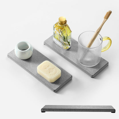 2PCS Water Absorbing Stone Drying Tray for Kitchen Counter & Bathroom Sink, Diatomite Faucet Splash Guard, Soap Dispenser Rack & Sponge Holder Caddy Organizer, Marble White (Printed Pattern), 9"x 3.5"