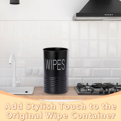 Kokone Wipes Dispenser Farmhouse Wipes Container with Matte Finish Compatible for Clorox Lysol Sturdy Galvanized Iron Wipes Holder for Kitchen,Bathroom,Office,School Table Countertop,Black