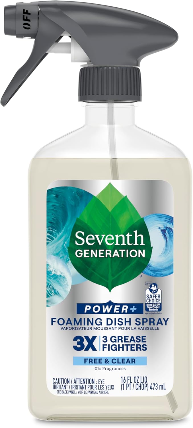 Seventh Generation Foaming Dish Spray, 3 Refills and 1 Sprayhead, 16 Fl Oz (Pack of 3)