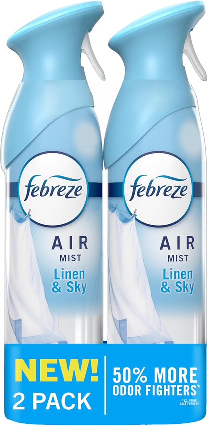 Febreze Air Mist Air Freshener Spray, Odor-Fighting Room Spray, Air Fresheners for Home and Bathroom and Kitchen, Aerosol Can, Downy April Fresh Scent, 8.8oz (Pack of 2)