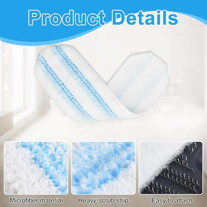 Mop Replacement Pads for O Cedar H2prO Flat Mop System, Mop Handle for O-Cedar H2pro Mop, Reusable Microfiber Mop Pads for Ocedar Flat Mop, Include 4 Mop Pad Refills and 4-Section Mop Handle