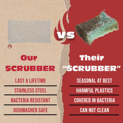 CM SCRUBBER Knapp Made Original 4" Chainmail Scrubber - Cleaner For Cast Iron, Stainless Steel, Hard Anodized Cookware and Other Pots & Pans