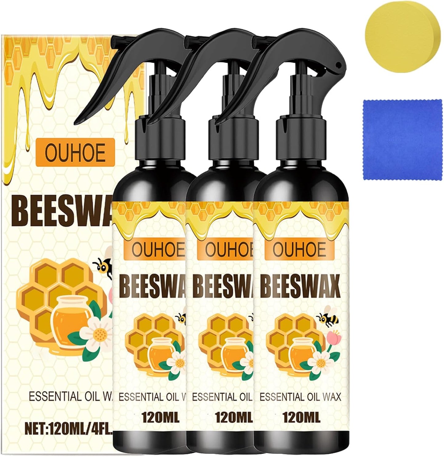 Beeswax Spray, Natural Beeswax Spray Furniture Polish, The Original Micro Molecularized Beeswax Care Spray & Restorer for Living Rooms,Kitchens,Wood Furniture Floors (2)