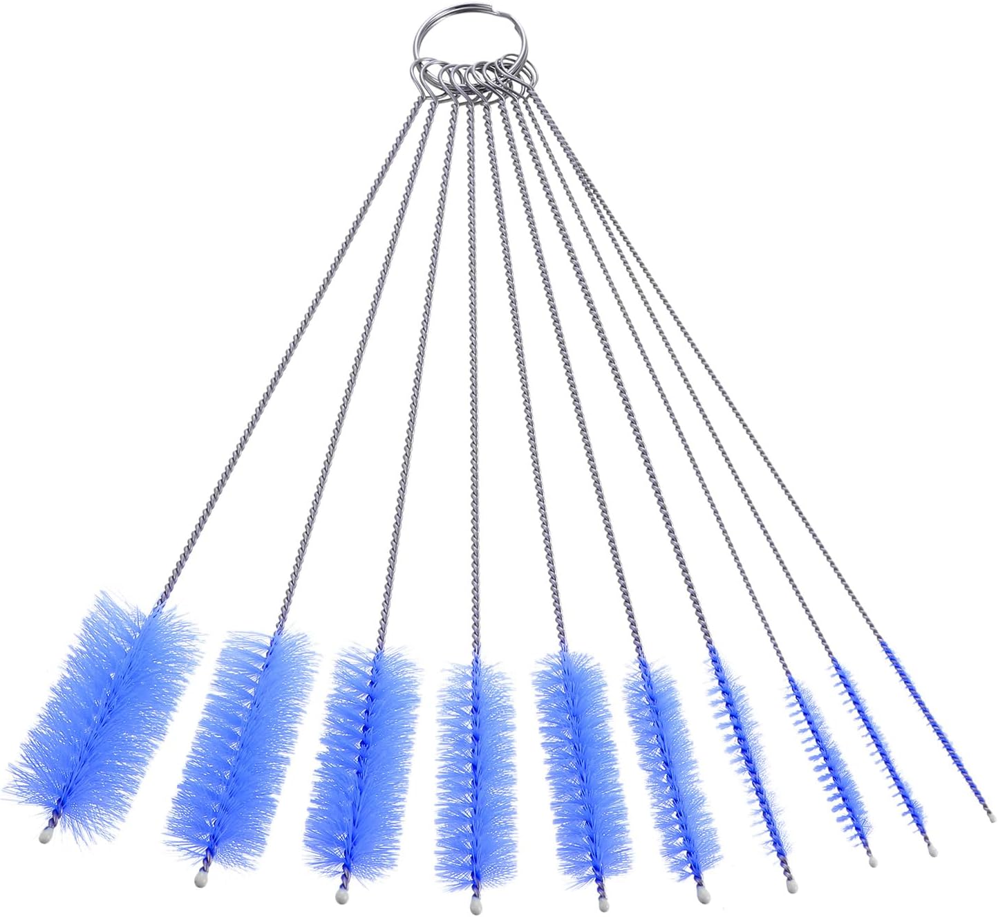 uxcell Straw Cleaner Brush Set, 8.3 Inch Nylon Tube Pipe Cleaners, Set of 10 Stainless Steel Long Straw Brush for Drinking Straw, Bottle, Tube, Cup, Pink