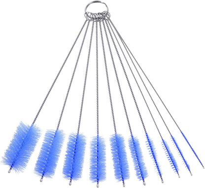 uxcell Straw Cleaner Brush Set, 8.3 Inch Nylon Tube Pipe Cleaners, Set of 10 Stainless Steel Long Straw Brush for Drinking Straw, Bottle, Tube, Cup, Pink