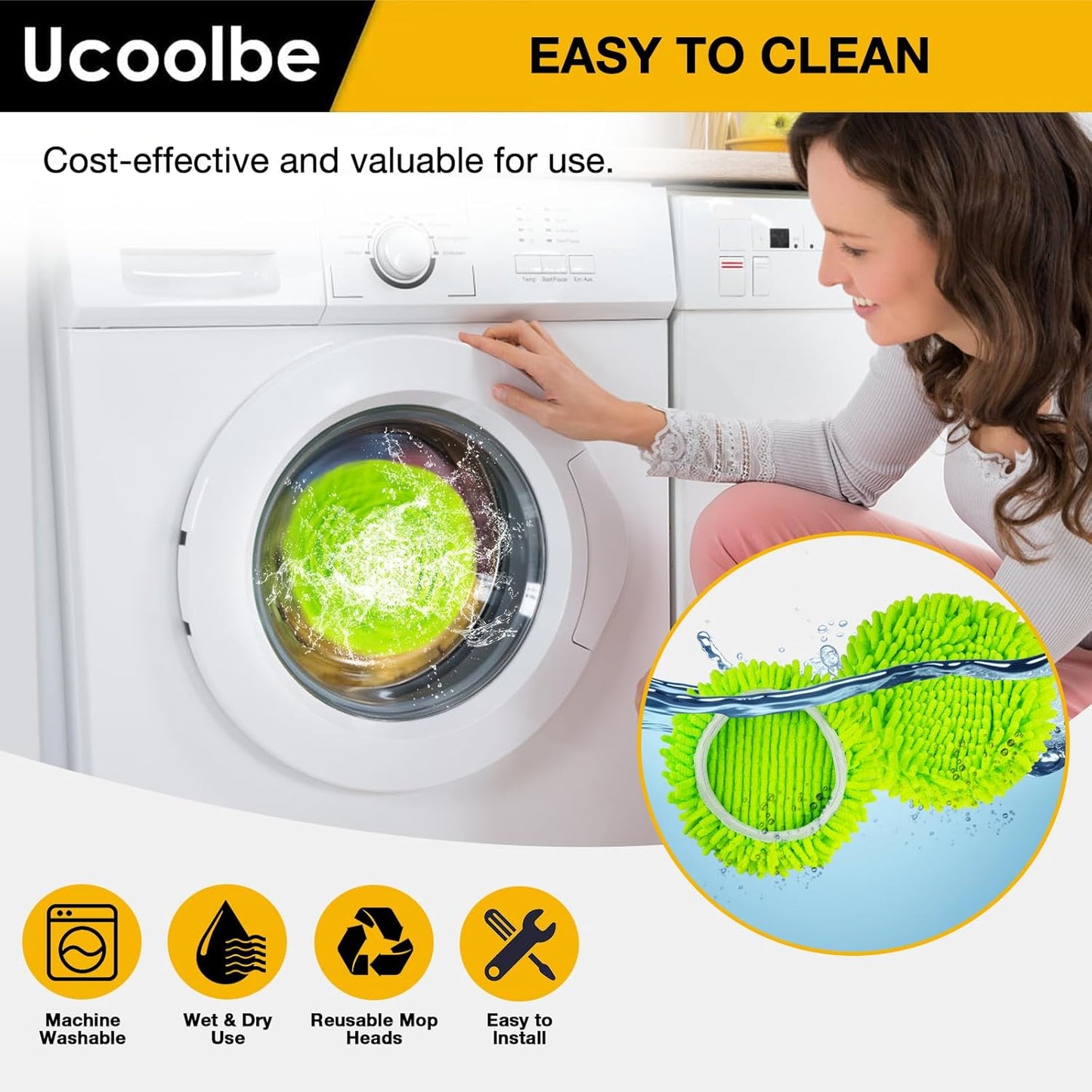 Spin Mop Scrub Brush for O-Cedar EasyWring 1 Tank System, Scrubber Brush Replacement Head with Stiff Bristle, Great for Bathroom, Kitchen, Pool, Glass and Tile Walls, No Include Mop Handle and Base