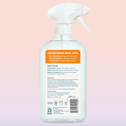 ECOS Foaming Dish Soap, Powerful Spray-On Formula, Saves Water, Wipe & Rinse Dish Cleaner - Hypoallergenic - Free & Clear, 17 Fl Oz (Pack of 4)