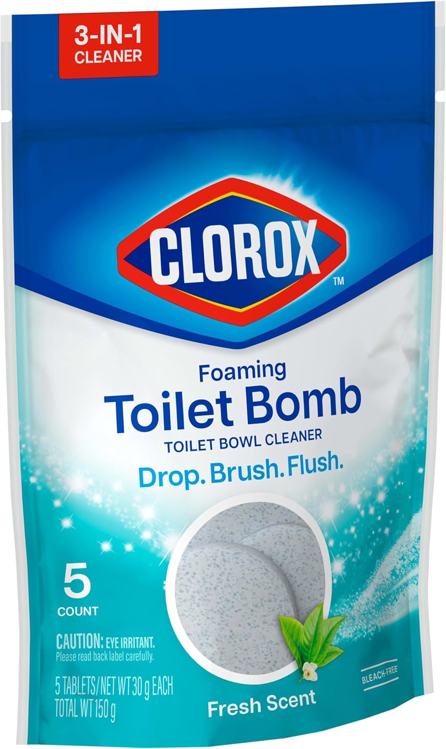 Clorox Foaming Toilet Bomb Toilet Bowl Cleaner, Bleach Free, Fresh Scent, 5 Count