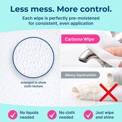 Carbona Silver Wipes | Metal Cleaner & Polish | 12 Wipes, 1 Pack