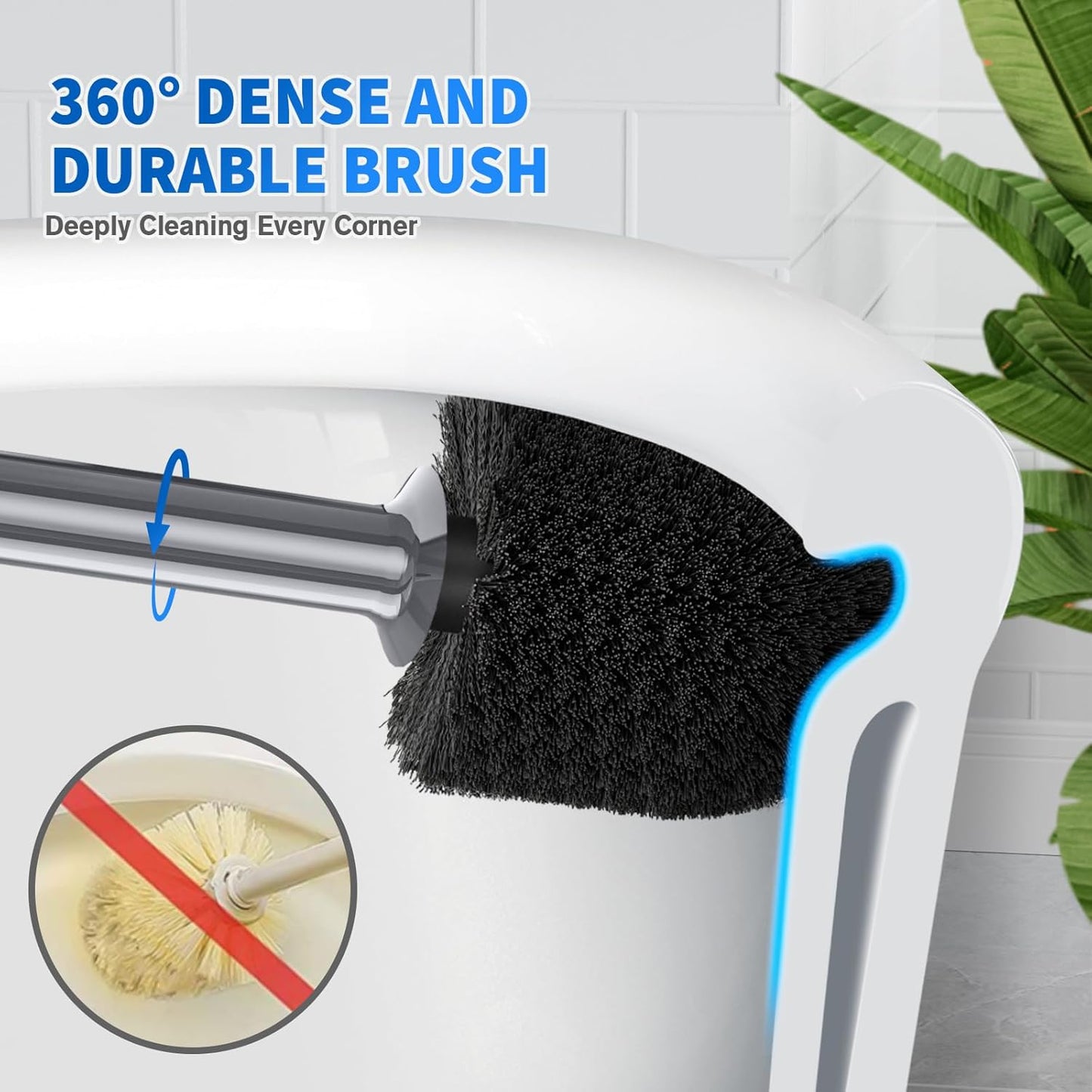 LOVLOY Toilet Plunger and Brush,2 Pack Bowl Brush and Heavy Duty Toilet Plunger Set with Ventilated Holder, 2-in-1 Toilet Brush and Plunger Combo for 5.3-inch Toilet Drain Bathroom Cleaning