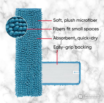 10" Mucho Microfiber Mop System - Mops for Floor Cleaning - Hardwood Floor Mop for Tile, Laminate, Wood, Vinyl Floors | Washable Pads | Dry & Wet Mopping - Microfiber Wholesale