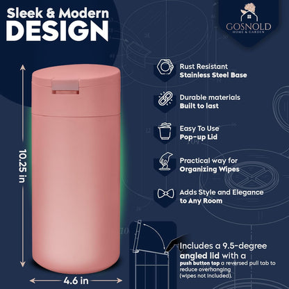 Extra Large Refillable Disinfecting Wet Wipes Dispenser (Pink) | Fits Clorox, Lysol, Bleach, Sanitizing Wipes | Durable Reusable Wipes Holder for Kitchen, Bathroom, Office | Gosnold Home & Garden