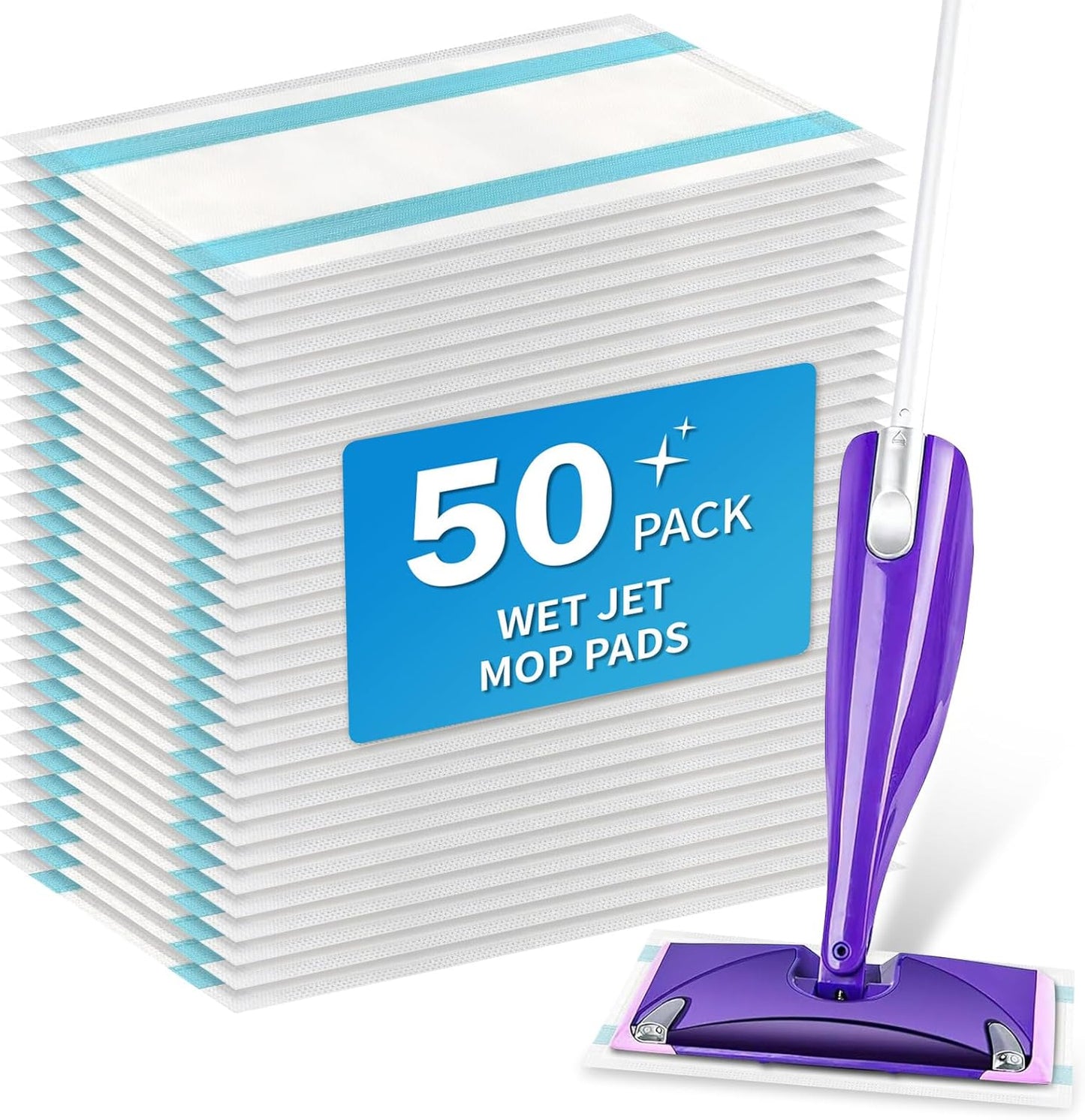 80 Pack Wet Jet Pads for Swiffer Wet Jet Spray Mop - 4 Layers Thickened Multi-Surface Mop Pads for Swiffer Wet Pads Refill, Safe for All Finished Floors, Heavy-Duty Dirt Locking | Super Absorbent