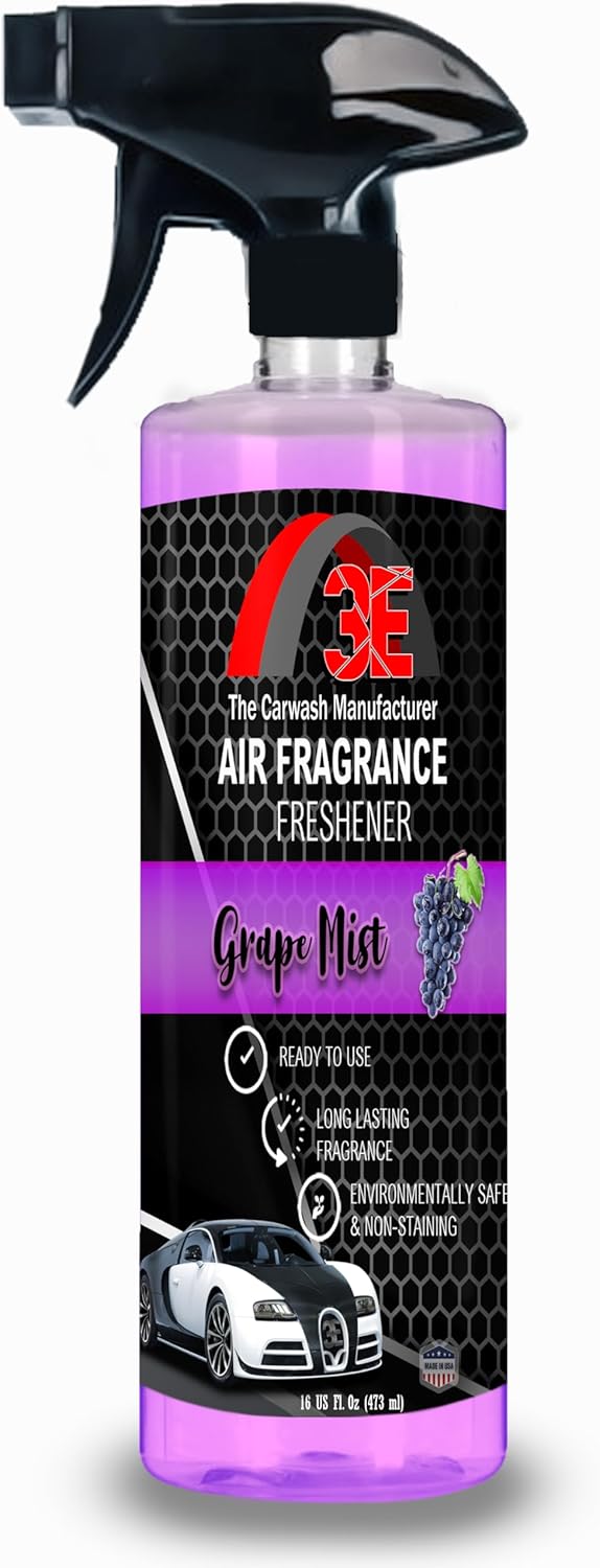 3E Car Air Freshener Premium Baby Powder Scent 16 fl oz – Professional Automotive Air Freshener & Odor Eliminator, Long-Lasting Interior Fragrance for Cars, Trucks, SUVs, RV, Home & Office