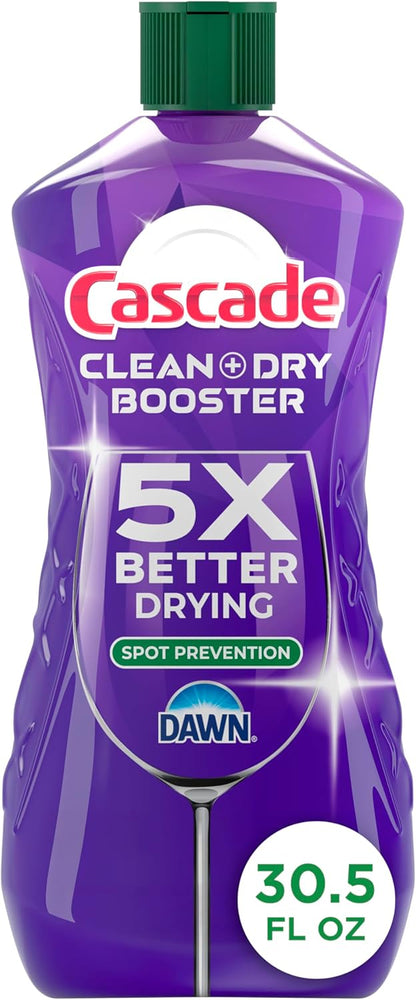 Cascade Rinse Aid Clean & Dry Booster Dishwasher Liquid, Gel & Detergent Pods for Sparkling Clean Dishes, Dishwasher Soap, Tablets & Rinse Aid Dry Booster, 8.45oz