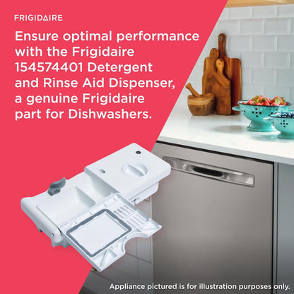 Frigidaire 154574401 Detergent and Rinse Aid Dispenser for Dishwashers, White