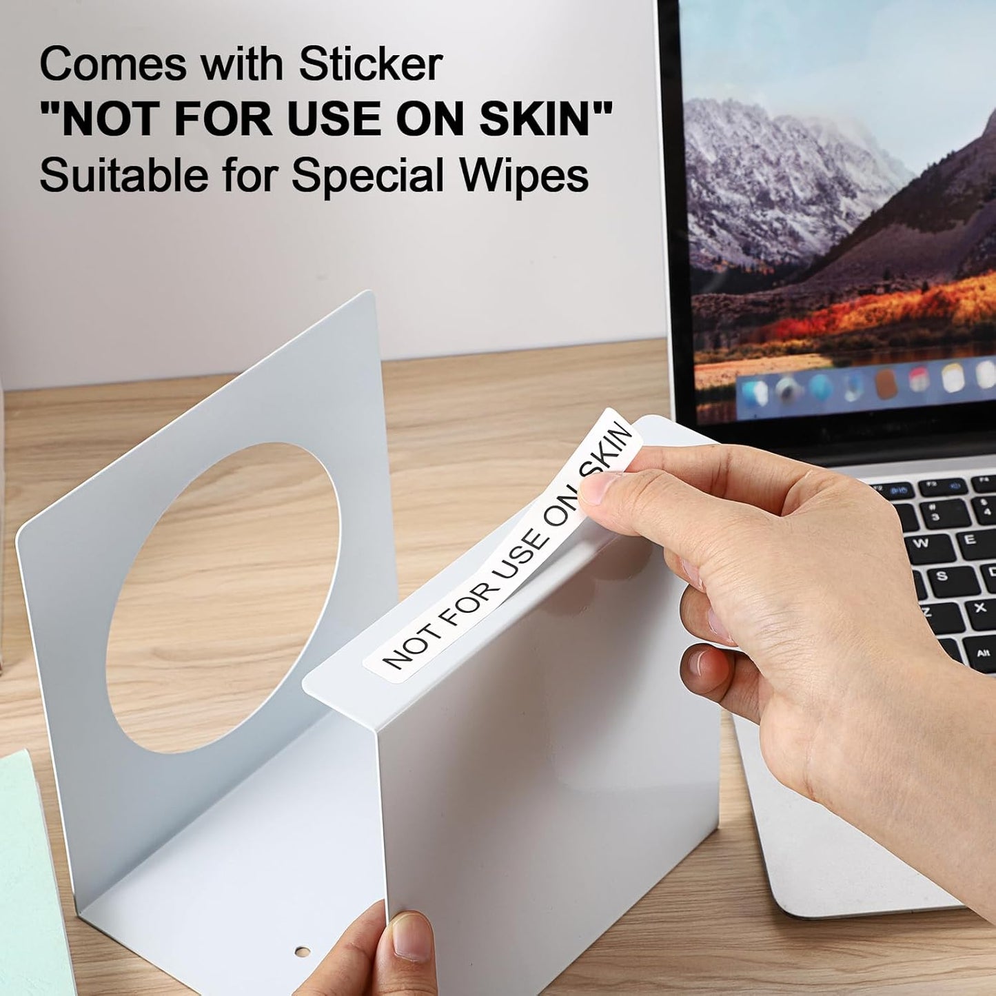 KoKone Wall Mount Wipes Dispenser Compatible for Clorox Lysol - Metal Wipe Canister Holder Cleaning Wipe Holder Container - White Wall Wipes Dispenser Keeper for Kitchen Bathroom Public Restroom