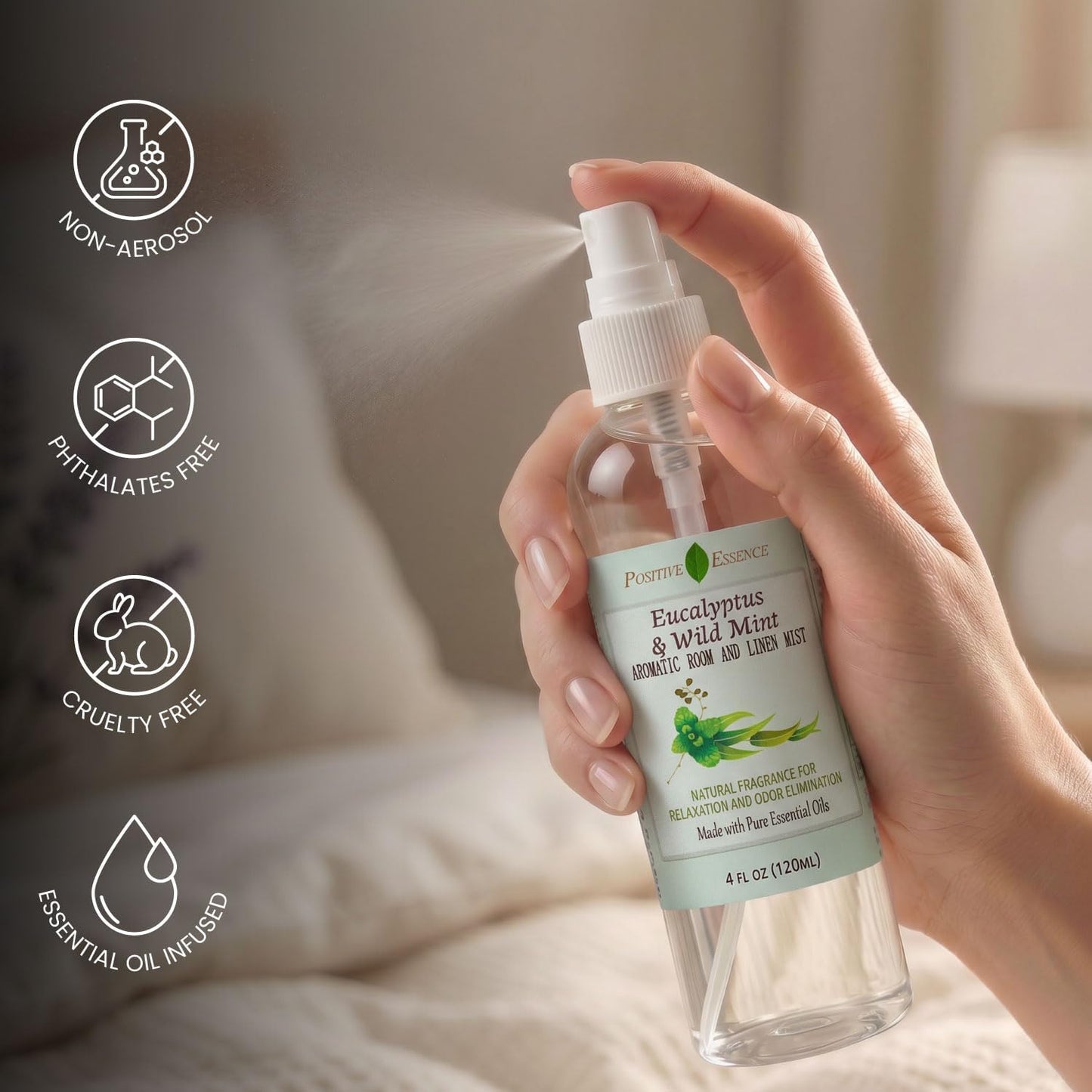 Lavender Room and Pillow Spray, Natural Aromatherapy Sleep Spray with Lavender Essential Oil for Relaxation, Fabric & Bedding Mist, Non-Aerosol Odor Neutralizer