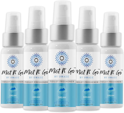 Mist N’ Go by Omaze Travel Bathroom Spray for Toilet Spray Odor Eliminator - Travel Toilet Spray for Bathroom Air Freshener Spray for Bathroom Deodorizer - Clean Mix, Travel Size (1oz x2)