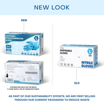 Medguy Medical Blue Nitrile Disposable Exam Gloves, 4.5 Mil 100 Pcs Powder-Free Latex-Free Food-Safe for Lab Cooking Cleaning