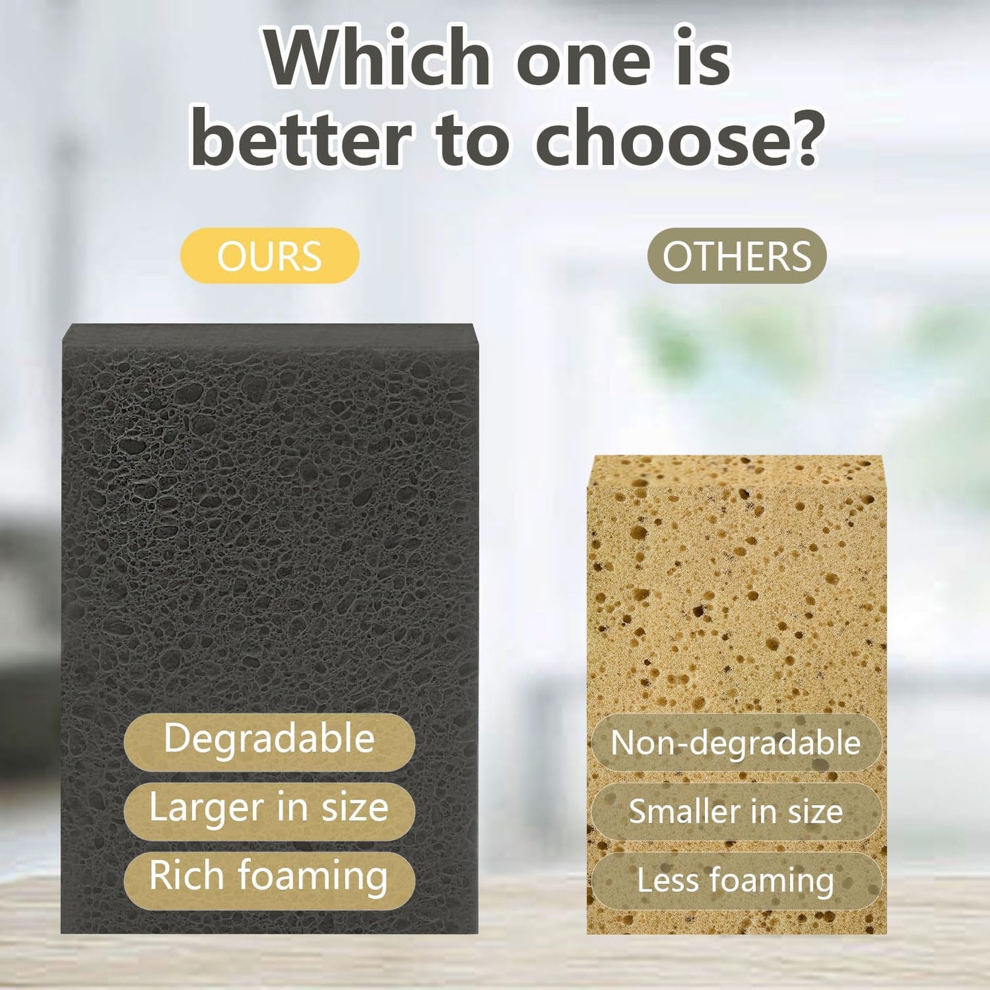 Cellulose Sponges, Large Size 4" x 6" x 1" - Heavy Duty Scrub Kitchen Sponge, Clean Tough Messes Without Scratching Kitchen Cleaning Pads, Pop Up Eco DIY (6 Pack), Green