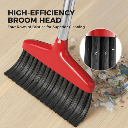 Handy Broom, Indoor/Outdoor Brooms, Duty Kitchen Broom, for Home Garage Kitchen Office Courtyard Lobby Patio Lawn Concrete (1, Red)