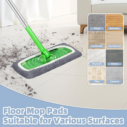 Reusable Mop Pads Compatible with Swiffer Sweeper Mop, Microfiber Dry Sweeping Cloths & Machine Washable Wet Pads Refill for Use on All Sealed Floors - Stone, Hardwood, Laminate & Tile (6 Blue)