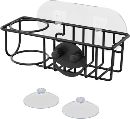 HapiRm 4 in 1 Kitchen Organizers and Storage, SUS304 Stainless Steel Brush Holder + Dish Cloth Hanger + Soap Rack + Sink Stopper Rack, No Drill Kitchen Essentials - Black