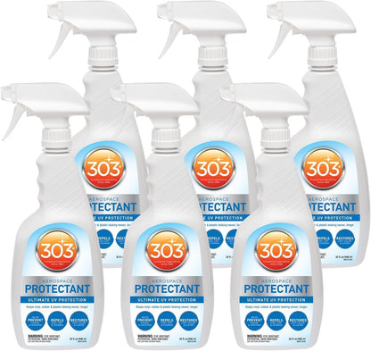 303 Products (30308CSR) UV Protectant Spray for Vinyl, Plastic, Rubber, Fiberglass, Leather & More – Dust and Dirt Repellant - Non-Toxic, Matte Finish, 16 Fl. oz., White
