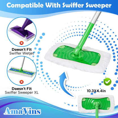 AmaVins 5 Pack Reusable Microfiber Mop Pads Compatible with Swiffer Sweeper Mop, Wet and Dry Flat mop Cover, Washable Mop Pads for Surface/Hardwood Floor Cleaning (Mop is Not Included)