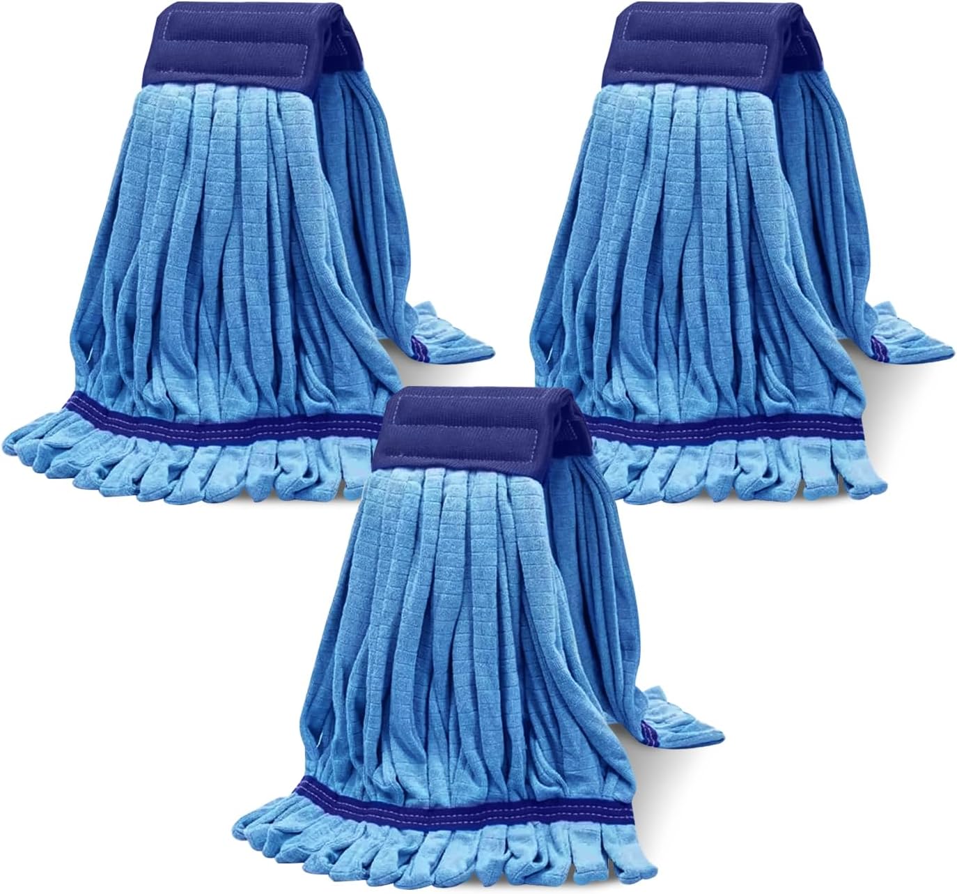 Heavy Duty Commercial Mop Head Replacement Microfiber Tube Mop Heads for Floor Cleaning: 3 Packs Looped End Wet Mop Head Refill for Home Commercial Industrial Use (Yellow)