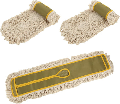 YAYODS 3 Pack Dust Mop Replacement Head, 36'' Dust Mops for Floor Cleaning Replacement Reusable Industrial Cotton Dust Mop Refill for Hardwood Floors, Ceramic, Marble, Tile