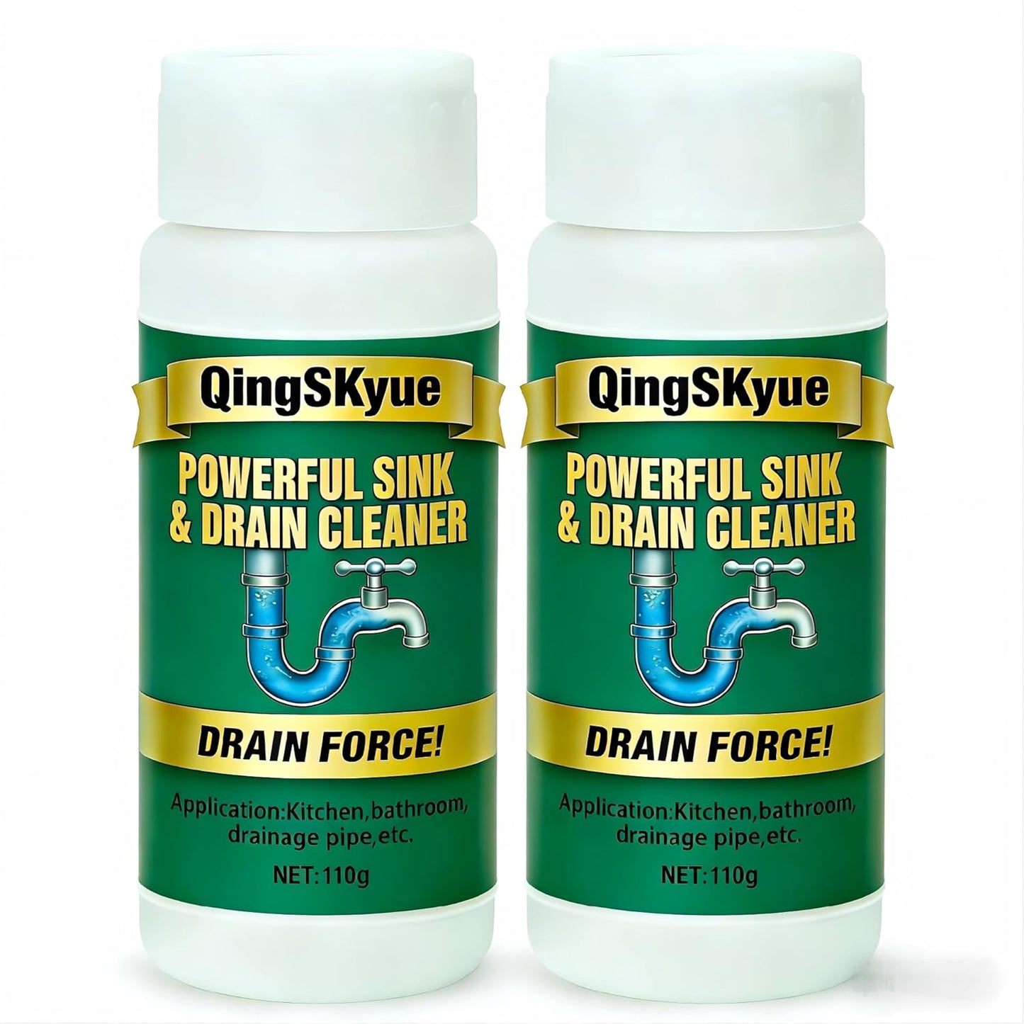 Sink and Drain Cleaner Powder : for Kitchen Bathroom Pipes and Floor sink Drains (2pack)