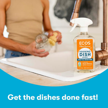 ECOS Foaming Dish Soap, Powerful Spray-On Formula, Saves Water, Wipe & Rinse Dish Cleaner - Hypoallergenic - Free & Clear, 17 Fl Oz (Pack of 4)