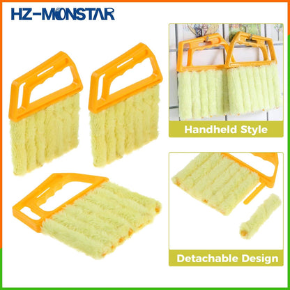 3Pcs Blind Cleaner Duster Tool, 7-Finger Dusting Tool for Window Venetian, Washable Mini Brush, Air Conditioner Handheld Mini Duster Brush for Wood Blinds Dust Dirt