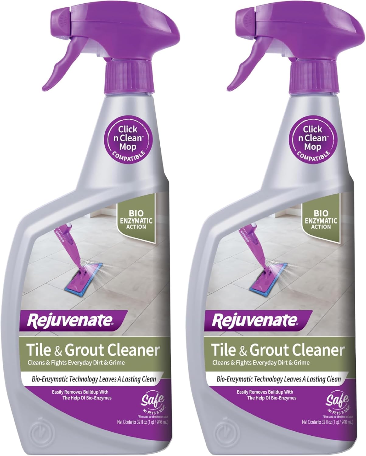 Rejuvenate Bio-Enzymatic Scrub Free Tile and Grout Cleaner Lightens and Brightens Every Time (32oz)