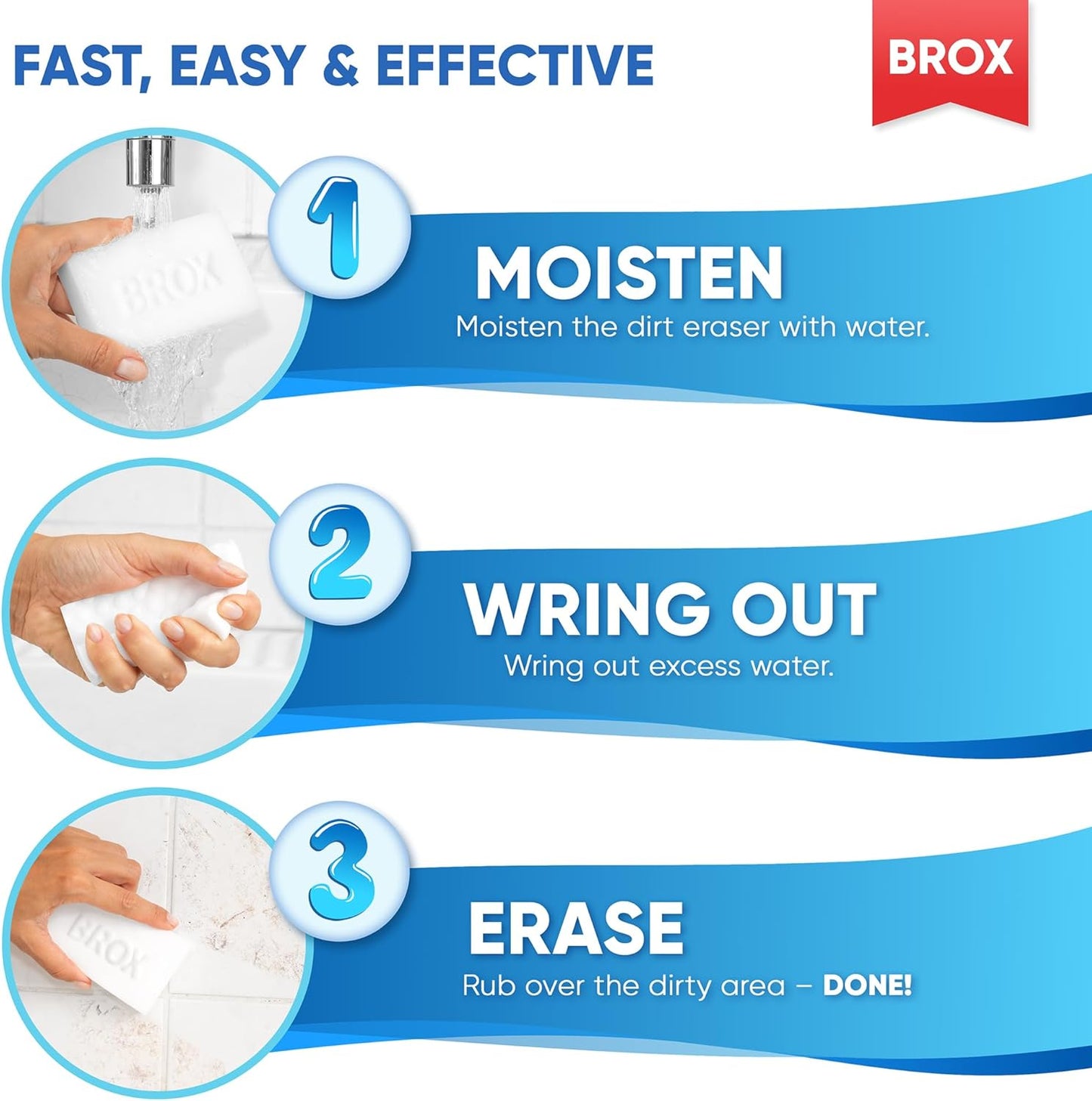Magic Eraser Sponge - 18 Count Melamine Sponge - Long Lasting Multi Surface Cleaner - Bathroom, Shower, Wall Cleaner - Foam Cleaning Pads - Extra Durable Eraser Sponges