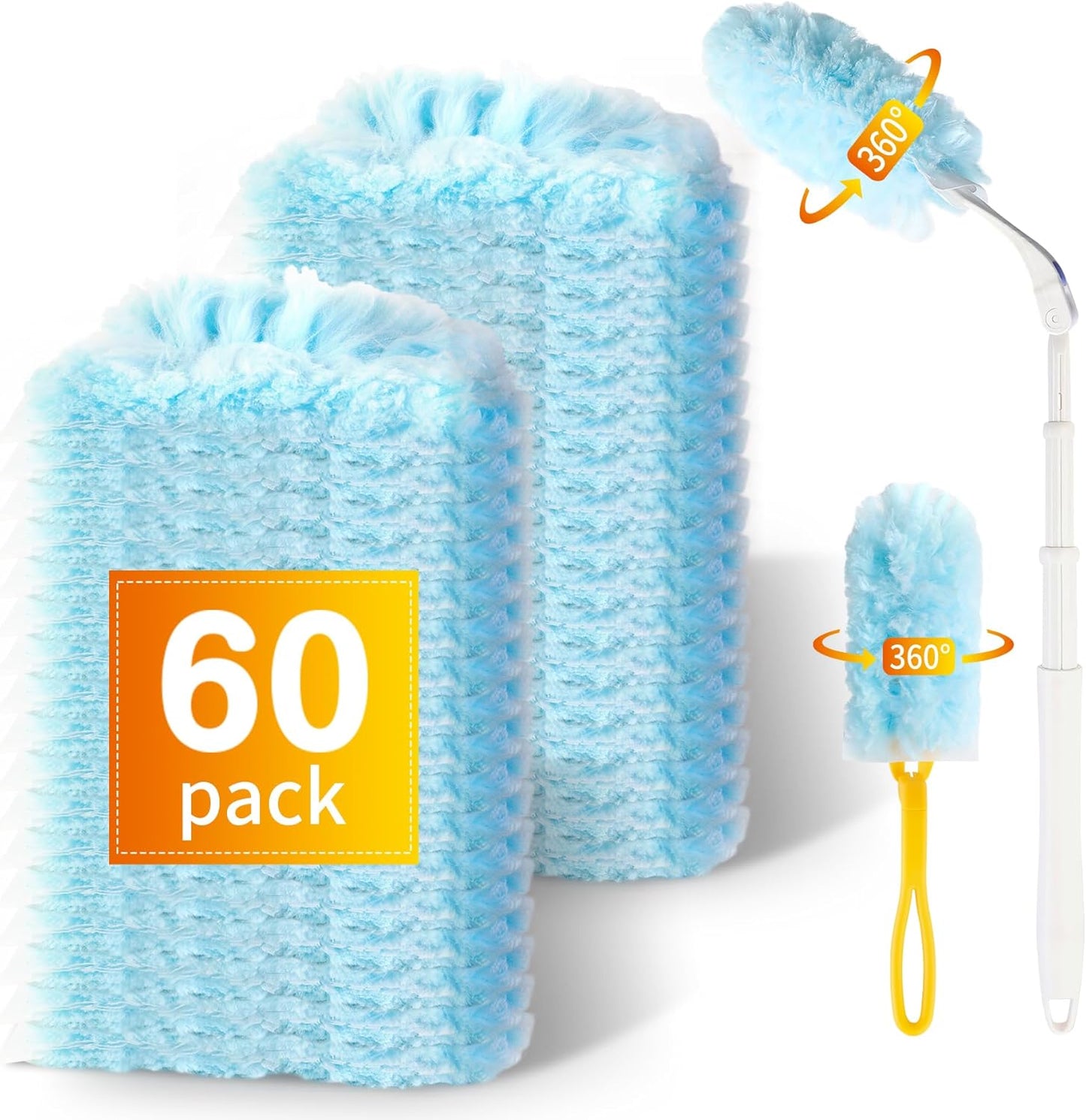 30 Count Duster Refills for Swiffer Dusters, Multisurface 360 Dusters with 3ft Extendable Handle and 1 Short Handle, Disposable Duster Kit for Dusting Furniture Blinds Fans Walls