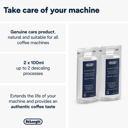 De'Longhi EcoDecalk Descaler, Universal Descaling Solution for Coffee & Espresso Machines, 16.90 oz (5 uses)