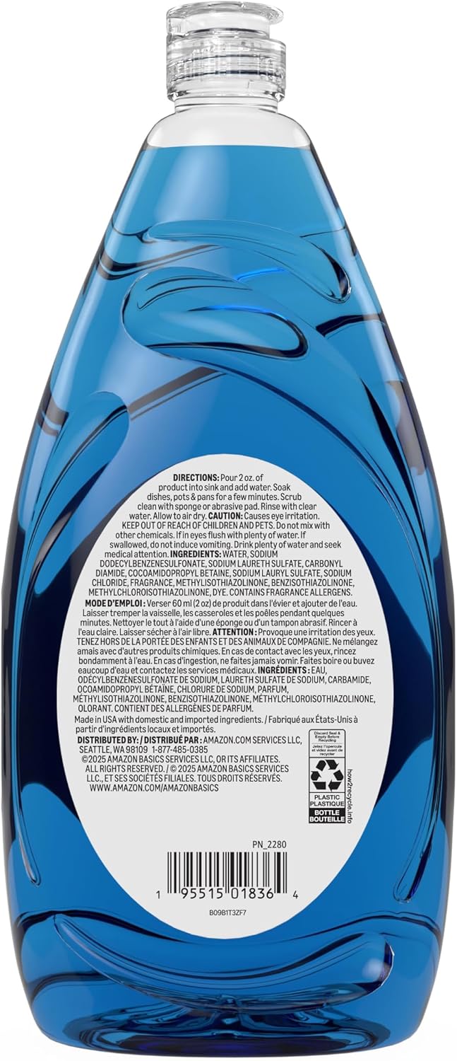 Amazon Basics Dish Soap, Fresh Scent, 30 fl oz, Pack of 4, Packaging May Vary