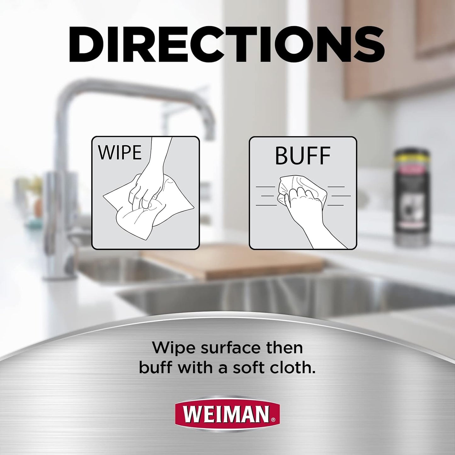 Weiman Stainless Steel Cleaner, 30 Count Wipes, Anti-Fingerprint, Removes Grease, Water Spots, Streaks & Residue, Polishing Cleaner Safe for Appliances, Chrome, Sinks & Grill Exteriors
