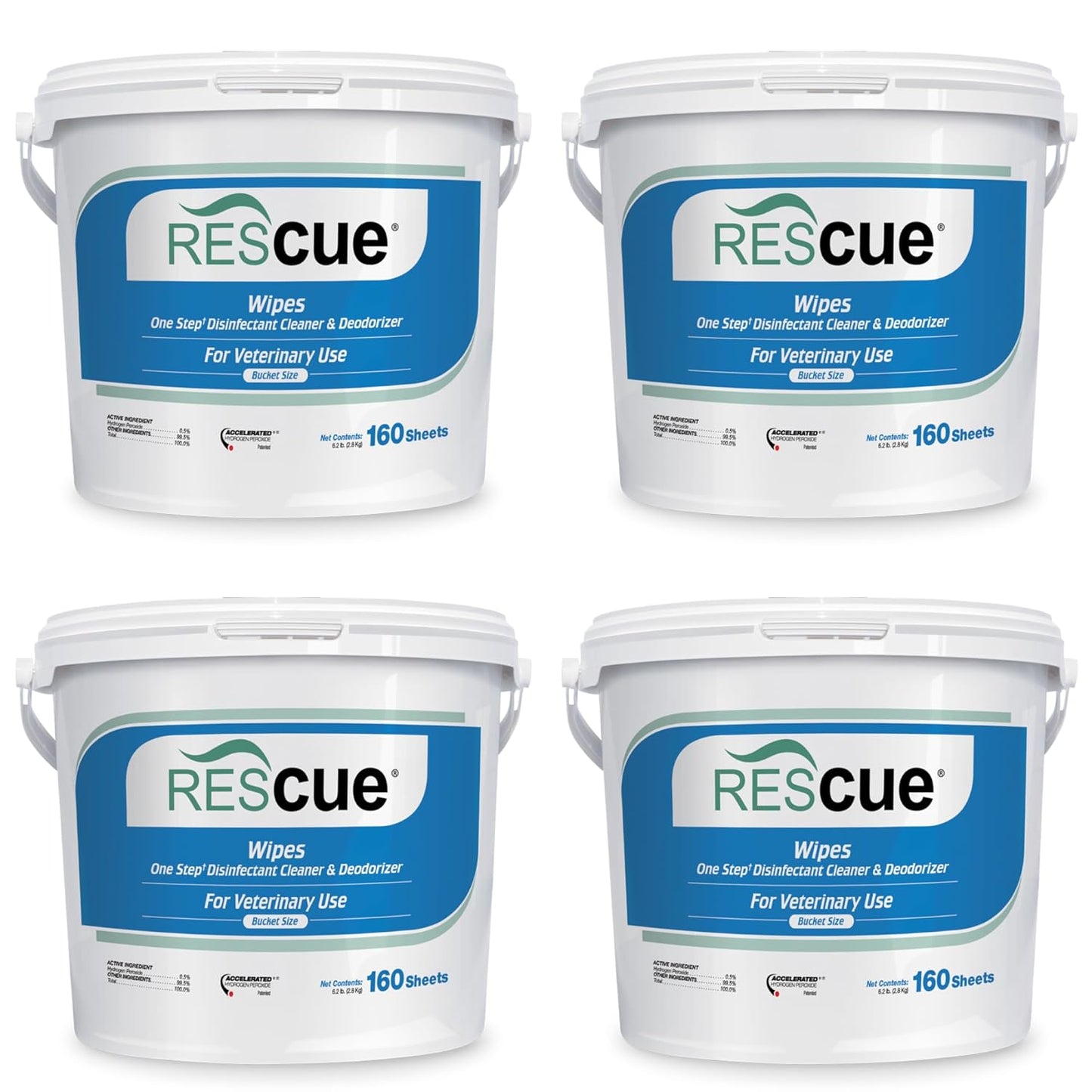 REScue One-Step Disinfectant Cleaner & Deodorizer Wipes for Vet Use – Cleaner for Kennels, Litter Boxes, Vet Offices, Pet Grooming Surfaces, Pet Items – Wipes Canister, 160-Count (Pack of 1)