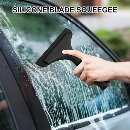 SetSail Shower Squeegee for Glass Doors Small Squeegee for Shower Glass Door Mini Silicone Squeegee for Car Window Cleaning 2 Packs, All Black
